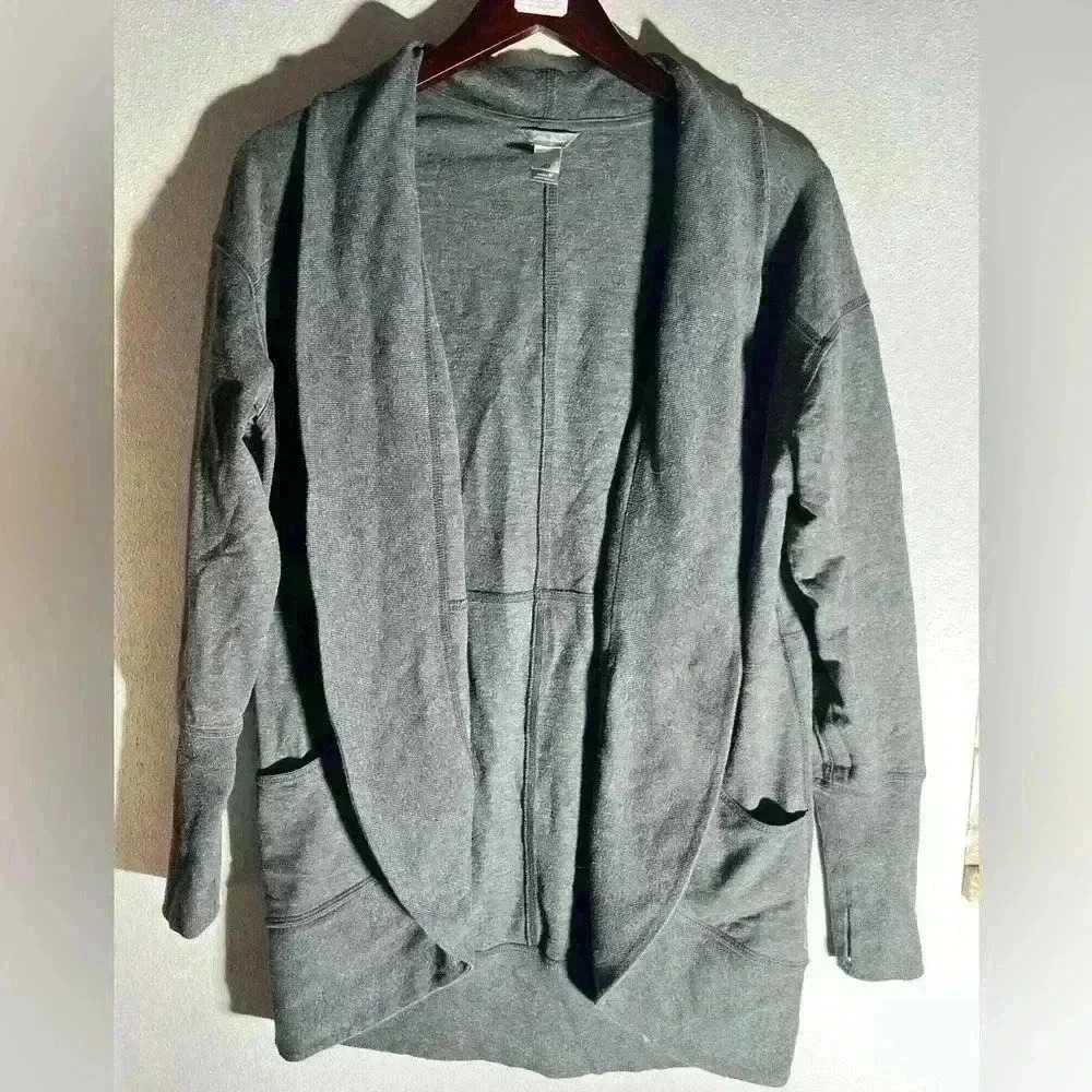 Eddie Bauer Gray Sweatshirt Cardigan - Medium